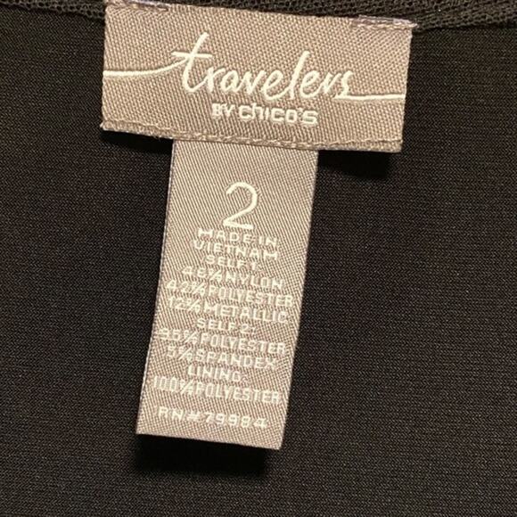 Chico’s Travelers Sequins Cardigan Women’s Size 12 M Black Silver 3/4 Sleeves - Picture 6 of 10